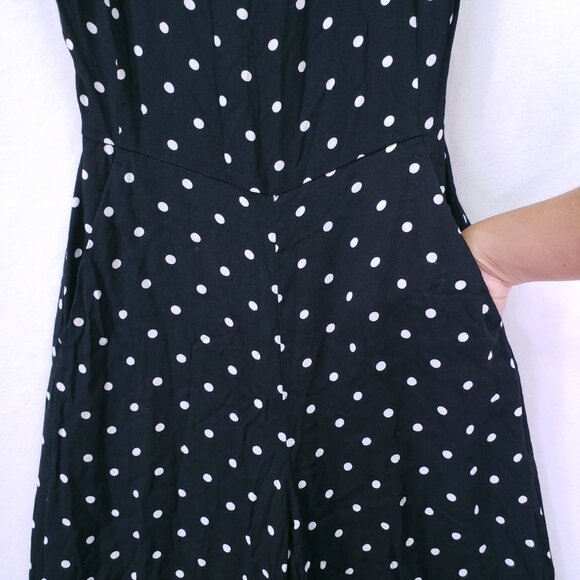 Aritzia Wilfred Écoulement Black White Polka Dot Preppy Jumpsuit Wide Leg Size 4 - Picture 7 of 16